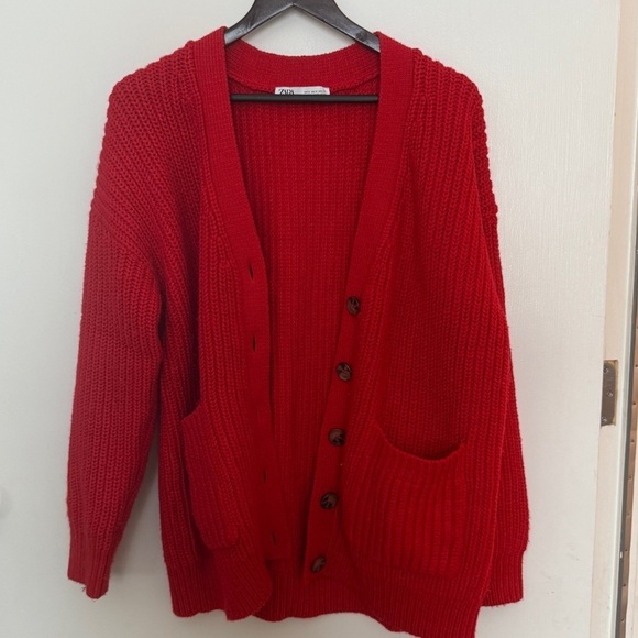 Zara Red Knit Cardiganan - Picture 2 of 5